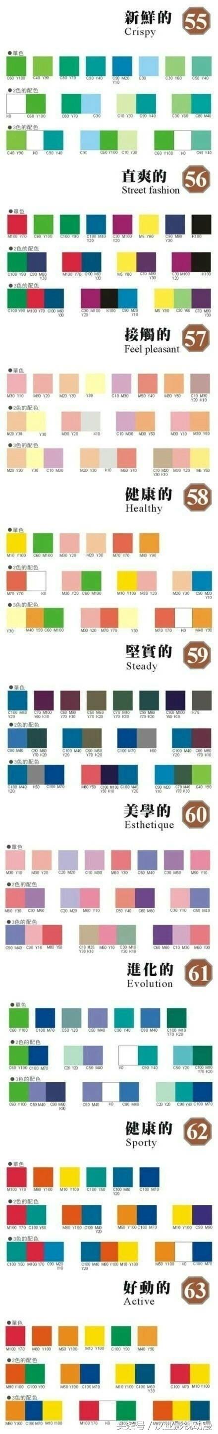 超全的设计配色和穿衣搭配色彩表，你用对颜色了吗？