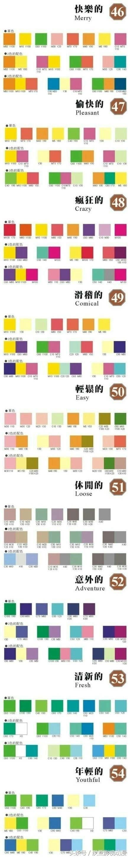 超全的设计配色和穿衣搭配色彩表，你用对颜色了吗？
