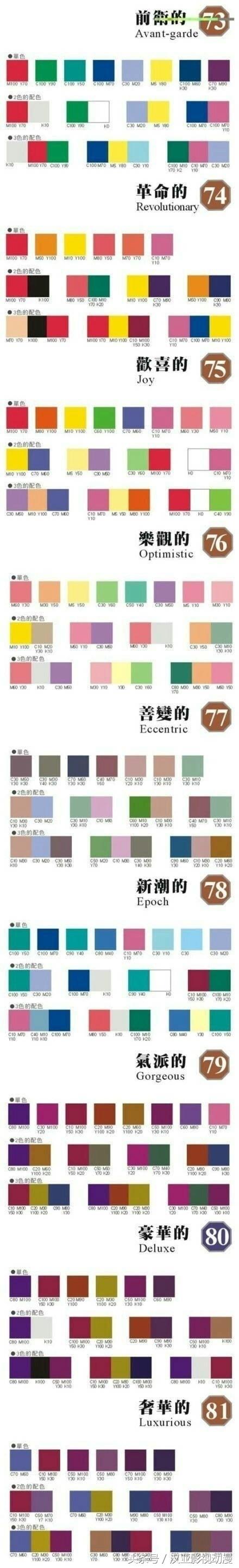 超全的设计配色和穿衣搭配色彩表，你用对颜色了吗？