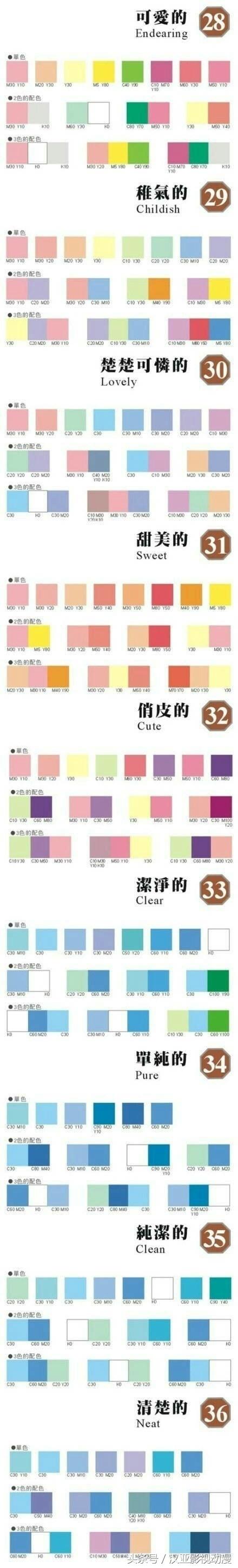 超全的设计配色和穿衣搭配色彩表，你用对颜色了吗？
