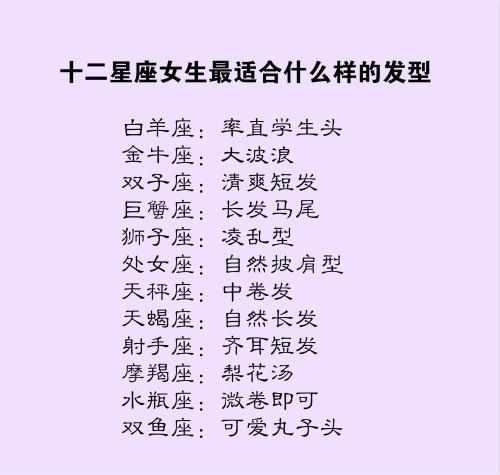 十二星座女生最适合什么样的发型？