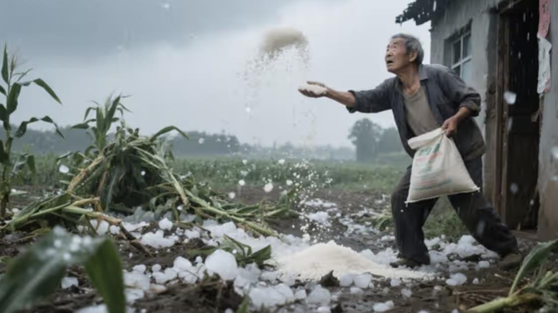 下冰雹为什么往外面撒米
